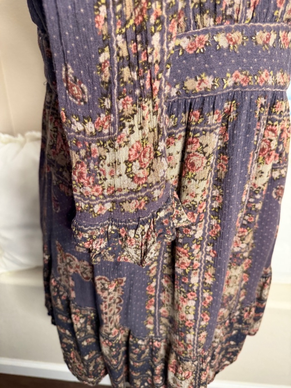 Free People Bridgette Boho Floral Patchwork Peasant Dress - Picture 6 of 10
